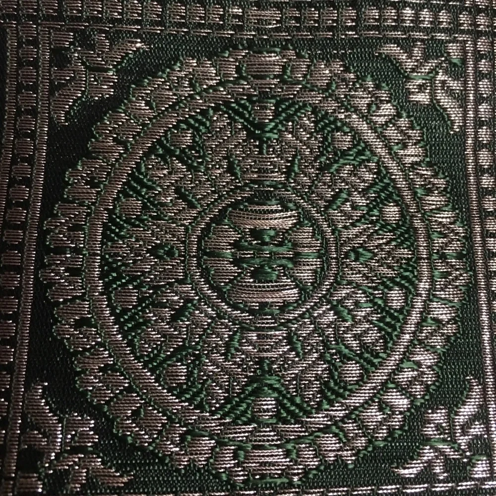 Tapestry Wall Hanging Brocade Green Tan Silky metallic embroidery …